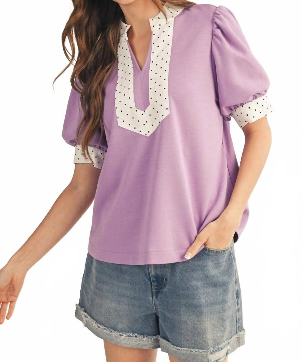 NEW JODIFL dotty collar top in lavender